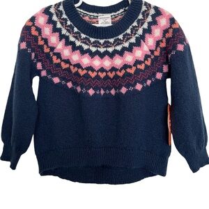 Wonder Nation Navy Sweater with Pink and White Pattern Girl’s XS 4-5